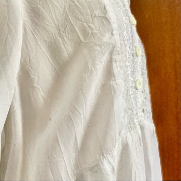 Johnny Was White Boho Floral Embroidered Rayon Tunic Top Size L Org.$298 - Picture 8 of 10